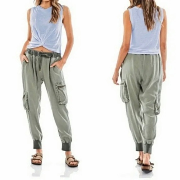 Young Fabulous & Broke Womens Jogger Jupiter Cargo Utility Pants Sz Small Green - Picture 1 of 8